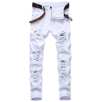 White Staight Jeans RIipped Szomorú farmer Hight Quality férfi farmer nadrág Divattervező márka Streetwear ruházat férfi 2023