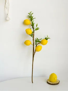 sárga hamis citromos virágágak, 1db 5 fejű műhab citromág élénk növényi gyümölcscsokor
