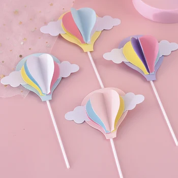 Cakelove Aranyos színes felhők Tortafeltétje Lány parti gyerekeknek Baba hőlégballon Boldog születésnapot torta dekoráció Születésnapi ajándékok