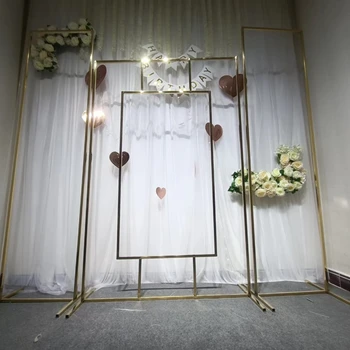 Fényes aranyEsküvői ív Esküvői dekoráció Virágív Parti ünnepség Háttérkeret Képernyő díszek Geometriai képernyő Háttér Deco