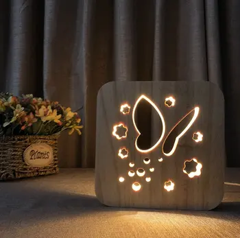 3D Fa USB éjszakai fények Íróasztal éjjeli lámpa Otthoni dekoráció Ideális ajándék születésnapi újdonsághoz Gyerek hálószoba dekoráció
