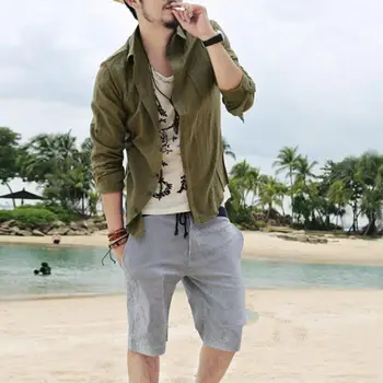 Trendy Cardigan ing hosszú ujjú Anti-pilling férfi ing vintage egyszínű vékony ünnepi ing
