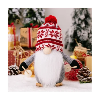 Karácsonyi dísz kötött kalap Szán Rudolf baba Arctalan Gnóm baba Karácsonyi dekorációs kellékek B