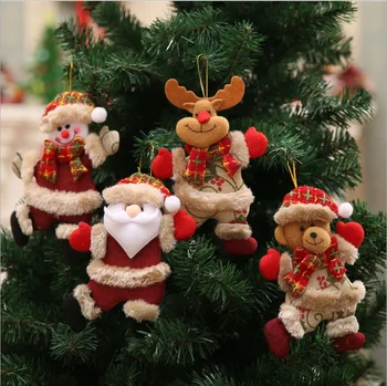 【4PSC】Ünnepi karácsonyi függő díszkészlet - Imádnivaló Mikulás, hóember, rénszarvas és medve puha játékdíszek