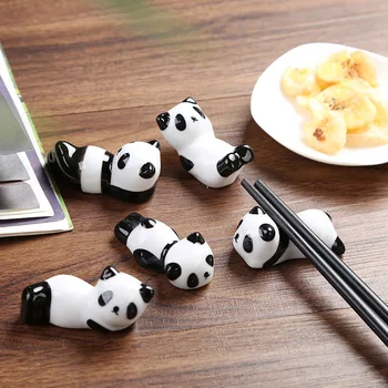 1db Aranyos kerámia panda pálcika tartó Art Craft Kézműves kanál villa rajzfilm konyhai eszköz tároló étkészlet párna otthoni konyhákhoz