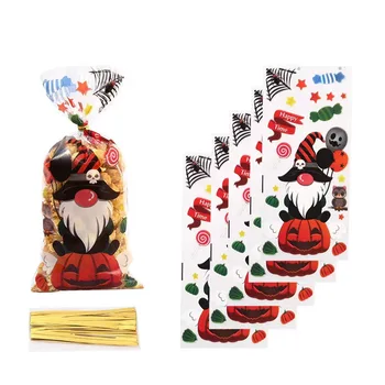 20/50db Új Halloween műanyag cukorka sütik ajándéktáska tök boszorkány snack wrap táska Home Festival Halloween party dekorációk