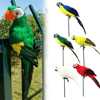 Mesterséges madarak kézzel készített szimulációs papagáj kreatív tollas gyep figura dísz állathoz madár kert madár kellék dekoráció