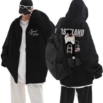Brent Faiyaz Wasteland Tour Grafika Cipzáras kapucnis pulóver Férfi túlméretezett Hip Hop alkalmi cipzáras kabát Férfi divat Vintage pulóverek