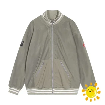 Hip Hop Streetwear Patchwork CAVEMPT Polar Fleece Baseball Jacket Férfi CAV EMPT kabát