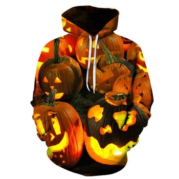 Halloween Horror Pumpkin Head 3D nyomtatott kapucnis pulóver utcai kapucnis pulóver férfi Halloween tök mintás streetwear pulóver felső