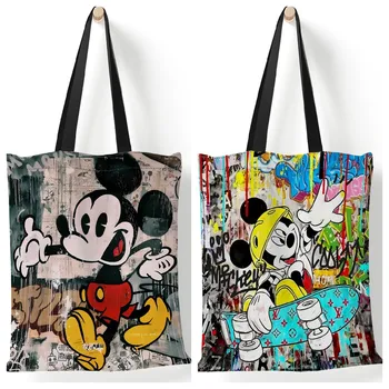 Disney Új Mickey vászontáskák Női sokoldalú alkalmi válltáska anime Minnie kézitáska Nagy kapacitású multifunkcionális táskák