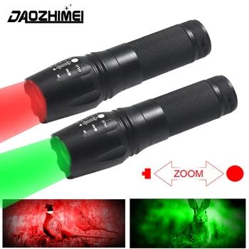 piros/zöld/fehér Taktikai zseblámpa Nagyítható vadászfényfókusz állítható LED zseblámpa vadászathoz Horgásztábor Lámpás