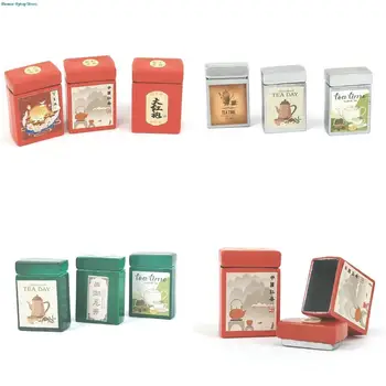 1db 1/12 Babaház szimuláció Zöld tea doboz Babaház miniatűr tároló doboz Babák ház konyhai dekorációs kiegészítők