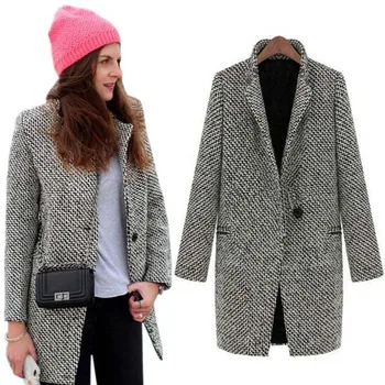 Hot Fashion Women gyapjúkeverék árok kabát női lehajtható gallér hosszú ujjú kabát kabát Slim Fit felsőruházat
