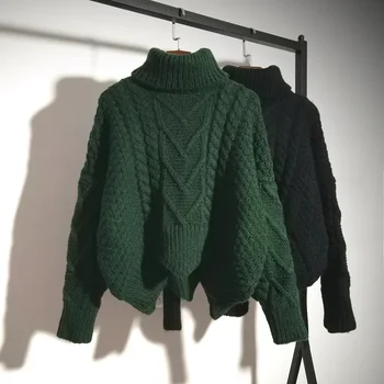 Női pulóverek Meleg garbós pulóver Twist húzópulóverek 2023 ősz Kötött pulóverek vastag meleg karácsony