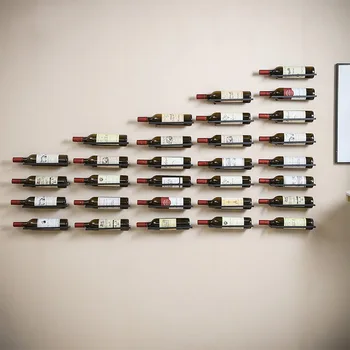Iron Art kreatív egyszerű falra akasztható vörösbortartó fal kombinációja vörösboros üveg kijelzővel Rack bár szekrény dekoráció