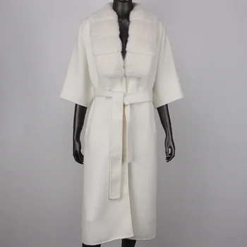 FURYOURSELF 2023 Új X-Long valódi bunda téli kabát női meleg természetes nyérc szőrme gallér kasmír keverék gyapjú divat felsőruházat