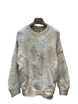 Gyöngyös kézzel készített horgolt pulóver divat alkalmi kényelmes 2024 ősz és tél Új 1023