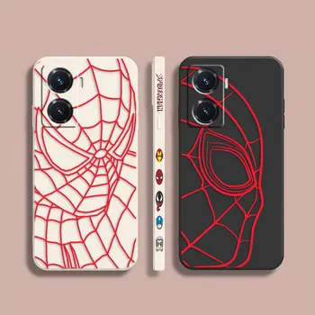 Tok VIVO Y55 Y52S Y53S Y66 Y55S Y73S 5G Y85 Y93 Y76 Y91 szín Egyszerű folyékony héj Funda tok Marvel Spider-Man RED Line