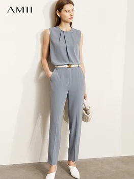 AMII minimalizmus kétrészes szettek női ruhák 2023 tavasz Új Office Lady Cool sifon ing Széles szárú nadrág külön 12342142