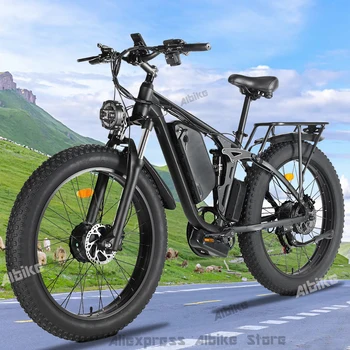 26 hüvelykes elektromos kerékpár felnőtteknek 2000 W-os kettős motoros zsírgumi Ebike 48V 23AH akkumulátor 55km / h E kerékpár 26 