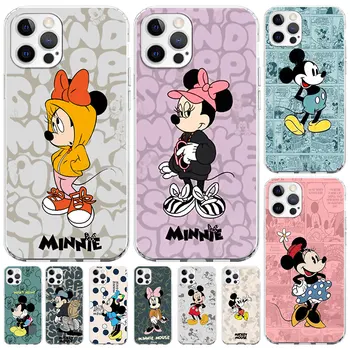 Mickey egér Minnie pár tok Apple iPhone 11 12 13 Mini 14 Pro Max XR 5 5s SE 2020 X XS 6 6s 7 8 Plus TPU telefontok