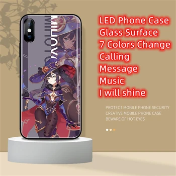Anime lány telefonborító Capa iPhone 15-höz 14 13 12 11 Pro Max X XS XR SE2020 Plus üveg LED vakutok
