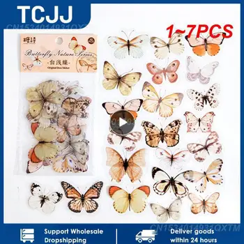 1~7PCS darab/csomag Színes pillangó Retro Art kézikönyv Napló dekoráció PET matrica albumjegyzetfüzethez