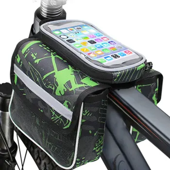 Bike első keret táska 1L kerékpár felső cső dupla tasak TPU érintőképernyős telefontáskával MTB tárolótáska kerékpáros tartozékhoz