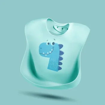 Egyszerű baba szilikon vállpántos vállpántos zseb gyermek rajzfilm vízálló Könnyen tisztítható nyáltörlő