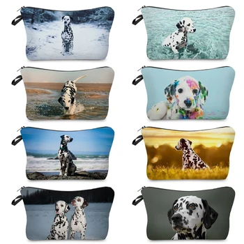 Kültéri tengerparti utazás Dalmát állat kutya nyomtatás piperekészlet smink táska összecsukható női kozmetikai táska Mini hölgy szervező divat