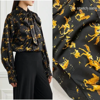 Őszi márkák Golden Horse vágtató tiszta pamut és selyem ruha szövet Kiváló minőségű varróruházat DIY Alibaba Express