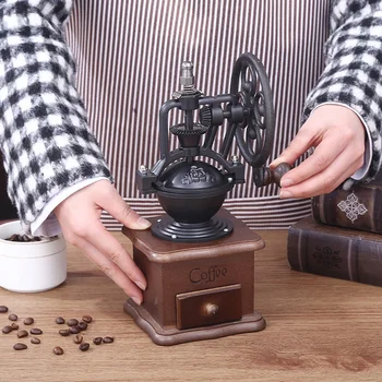 Vintage fa kézi daráló kávédaráló henger, legjobb csepegtető kávéhoz, eszpresszóhoz, francia sajtóhoz