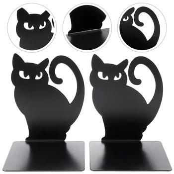 Black Cat Bookend fém díszítőelemek Dugó Olvasásszervező Dekoratív vas alakú Kiváló irodai irattartó állványok Könyvjelzők