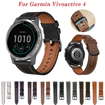 22mm bőrszíj Garmin Vivoactive 4 szíjhoz Venu 2 45MM Forerunner 965 265 255 Music 745 Smart Watchband karkötő csuklópánt