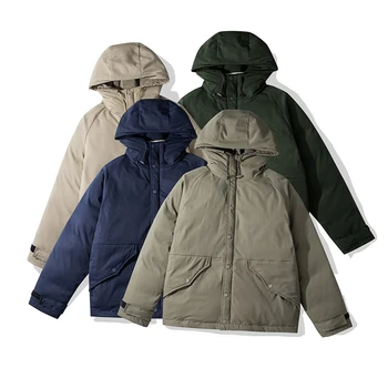 Ok3702 téli egyszínű kapucnis kabátok Parker pamut melegen tartani Vastagít kültéri kényelmes, kiváló minőségű napi férfi kabátok