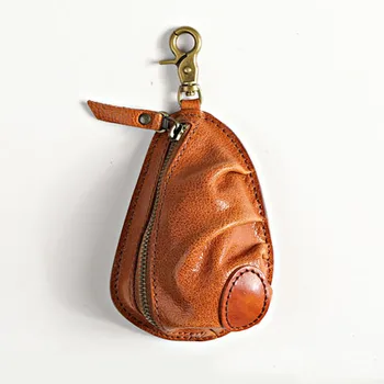 AETOO bőr retro rakott kreatív kézzel készített marhabőr Autós kulcstáska Férfi cipzáras gombóc típusú érme pénztárca táska