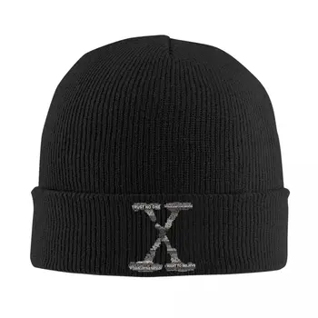 X-Files Szürke kiegészítők Téli meleg sapka kalap uniszex kötött sapkákhoz X logó ajándékok Motorháztető kötött kalap