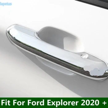 Autó külső kiegészítők Oldalsó ajtó Húzó kilincs Kilincs Dekor burkolat Trim Fit a Ford Explorer 2020 - 2022 króm / szénszálas