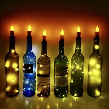 10Pack 20 LED borosüveg parafa lámpa gyertyalánggal csillagos tündér könnyű borosüveg lámpák karácsonyra Halloween esküvői dekoráció