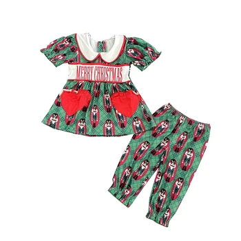 Új design karácsonyi hálóruha rövid ujjú és nadrág fiúk és lányok pizsama szett