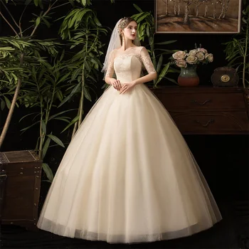 H18 2023 2024 Új szexi báli ruha O nyakú hercegnő vintage romantikus pezsgős esküvői ruhák plus size