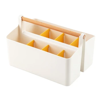 Íróasztal Szervező Többfunkciós Hordozza Osztott irodai tároló Tote műanyag Ceruza Tolltartó Fehér & Narancssárga