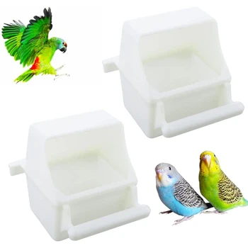Lógó madáretetők ketrechez Nagy kapacitású műanyag ételtároló sügérrel pinty cockatiel conure papagáj számára