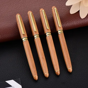 Kiváló minőségű bambuszfa fogantyú töltőtoll tinta tollak aláírási toll Üzleti irodai Oktatási kellékek Luxus ajándékok Írószerek